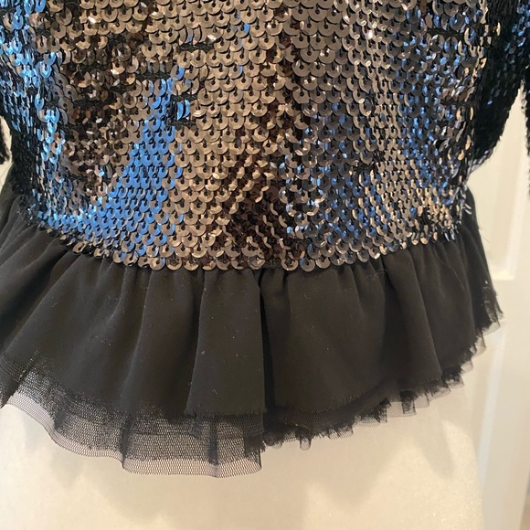 BCBG MaxAzria Marin Cropped Black Sequin & Tulle Shrug Jacket - Picture 7 of 7